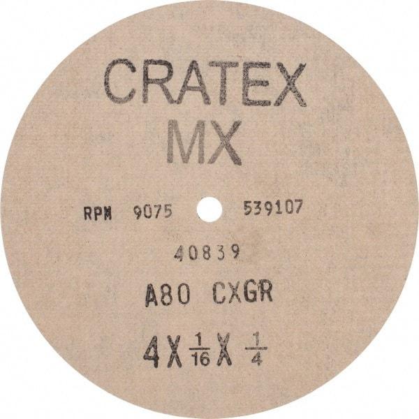 Cratex - 4" Diam 1/4" Hole 80 Grit Fiber Disc - Medium Grade, Aluminum Oxide - Industrial Tool & Supply