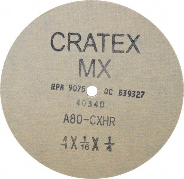 Cratex - 4" Diam 1/4" Hole 80 Grit Fiber Disc - Medium Grade, Aluminum Oxide - Industrial Tool & Supply