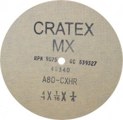 Cratex - 4" Diam 1/4" Hole 80 Grit Fiber Disc - Medium Grade, Aluminum Oxide - Industrial Tool & Supply