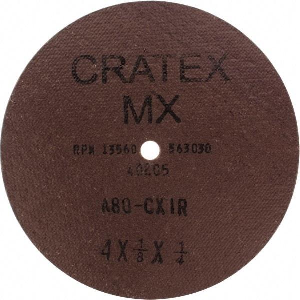Cratex - 4" Diam 1/4" Hole 80 Grit Fiber Disc - Medium Grade, Aluminum Oxide - Industrial Tool & Supply