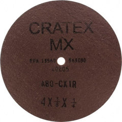 Cratex - 4" Diam 1/4" Hole 80 Grit Fiber Disc - Medium Grade, Aluminum Oxide - Industrial Tool & Supply