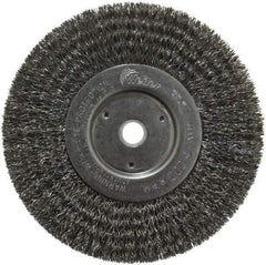 Weiler - 6" OD, 5/8" Arbor Hole, Crimped Steel Wheel Brush - 3/4" Face Width, 1-7/16" Trim Length, 0.0118" Filament Diam, 6,000 RPM - Industrial Tool & Supply