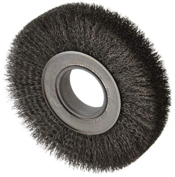 Weiler - 7" OD, 2" Arbor Hole, Crimped Steel Wheel Brush - 1-1/4" Face Width, 1-5/8" Trim Length, 0.0118" Filament Diam, 6,000 RPM - Industrial Tool & Supply