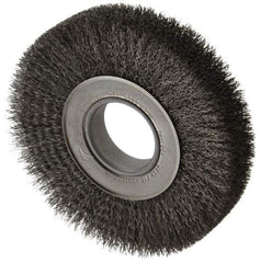 Weiler - 7" OD, 2" Arbor Hole, Crimped Steel Wheel Brush - 1-1/4" Face Width, 1-5/8" Trim Length, 0.0118" Filament Diam, 6,000 RPM - Industrial Tool & Supply