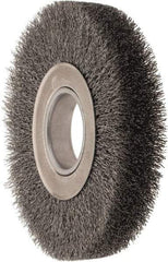 Weiler - 7" OD, 2" Arbor Hole, Crimped Steel Wheel Brush - 1-1/4" Face Width, 1-5/8" Trim Length, 0.014" Filament Diam, 6,000 RPM - Industrial Tool & Supply