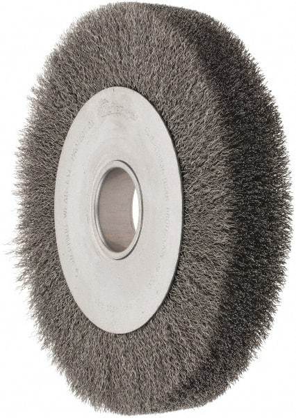 Weiler - 10" OD, 2" Arbor Hole, Crimped Steel Wheel Brush - 1-5/8" Face Width, 1-7/8" Trim Length, 0.0118" Filament Diam, 4,000 RPM - Industrial Tool & Supply