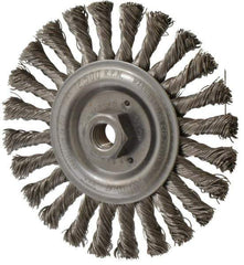 Weiler - 6" OD, 5/8-11 Arbor Hole, Knotted Stainless Steel Wheel Brush - 1/2" Face Width, 1-3/8" Trim Length, 0.023" Filament Diam, 12,500 RPM - Industrial Tool & Supply