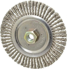 Weiler - 6" OD, 5/8-11 Arbor Hole, Knotted Stainless Steel Wheel Brush - 3/16" Face Width, 1-1/8" Trim Length, 0.02" Filament Diam, 12,500 RPM - Industrial Tool & Supply