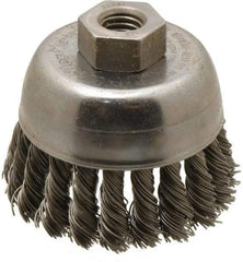 Weiler - 2-3/4" Diam, 1/2-13 Threaded Arbor, Steel Fill Cup Brush - 0.02 Wire Diam, 7/8" Trim Length, 14,000 Max RPM - Industrial Tool & Supply