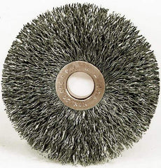 Weiler - 12" OD, 1-1/4" Arbor Hole, Crimped Steel Wheel Brush - 3/4" Face Width, 2-15/16" Trim Length, 0.0118" Filament Diam, 3,000 RPM - Industrial Tool & Supply