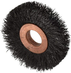 Weiler - 2" OD, 1/2" Arbor Hole, Crimped Steel Wheel Brush - 3/8" Face Width, 1/2" Trim Length, 0.008" Filament Diam, 20,000 RPM - Industrial Tool & Supply