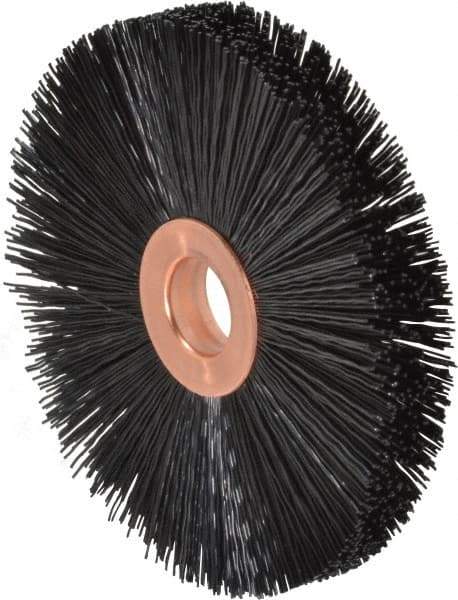 Weiler - 3" OD, 1/2" Arbor Hole, Crimped Nylon Wheel Brush - 3/8" Face Width, 1" Trim Length, 0.016" Filament Diam, 20,000 RPM - Industrial Tool & Supply