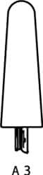 Cratex - 1" Head Diam x 2-3/4" Thickness, A3, Tree End, Aluminum Oxide Mounted Point - Medium Grade, 80 Grit, 10,730 RPM - Industrial Tool & Supply