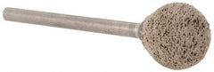 Cratex - 1/2" Head Diam x 1/2" Thickness, B121, Ball End, Aluminum Oxide Mounted Point - Very Coarse Grade, 36 Grit, 21,000 RPM - Industrial Tool & Supply