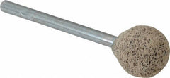 Cratex - 1/2" Head Diam x 1/2" Thickness, B121, Ball End, Aluminum Oxide Mounted Point - Very Coarse Grade, 36 Grit, 21,000 RPM - Industrial Tool & Supply
