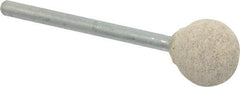 Cratex - 1/2" Head Diam x 1/2" Thickness, B121, Ball End, Aluminum Oxide Mounted Point - Medium Grade, 80 Grit, 21,000 RPM - Industrial Tool & Supply