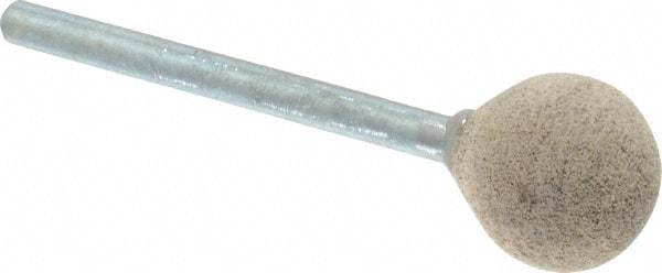 Cratex - 1/2" Head Diam x 1/2" Thickness, B121, Ball End, Aluminum Oxide Mounted Point - Medium Grade, 80 Grit, 21,000 RPM - Industrial Tool & Supply