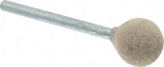 Cratex - 1/2" Head Diam x 1/2" Thickness, B121, Ball End, Aluminum Oxide Mounted Point - Medium Grade, 80 Grit, 21,000 RPM - Industrial Tool & Supply