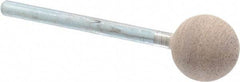 Cratex - 1/2" Head Diam x 1/2" Thickness, B121, Ball End, Aluminum Oxide Mounted Point - Medium Grade, 80 Grit, 21,000 RPM - Industrial Tool & Supply