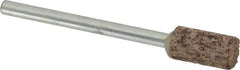 Cratex - 1/4" Head Diam x 1/2" Thickness, W163, Cylinder End, Aluminum Oxide Mounted Point - Very Coarse Grade, 36 Grit, 26,250 RPM - Industrial Tool & Supply