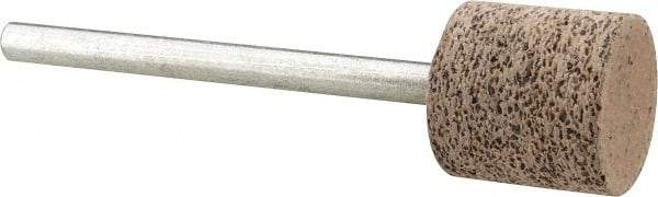 Cratex - 1/2" Head Diam x 1/2" Thickness, W185, Cylinder End, Aluminum Oxide Mounted Point - Very Coarse Grade, 36 Grit, 16,870 RPM - Industrial Tool & Supply