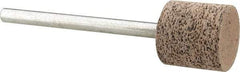 Cratex - 1/2" Head Diam x 1/2" Thickness, W185, Cylinder End, Aluminum Oxide Mounted Point - Very Coarse Grade, 36 Grit, 16,870 RPM - Industrial Tool & Supply