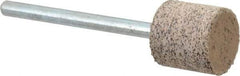 Cratex - 1/2" Head Diam x 1/2" Thickness, W185, Cylinder End, Aluminum Oxide Mounted Point - Very Coarse Grade, 36 Grit, 16,870 RPM - Industrial Tool & Supply