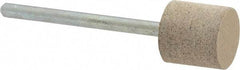 Cratex - 1/2" Head Diam x 1/2" Thickness, W185, Cylinder End, Aluminum Oxide Mounted Point - Medium Grade, 80 Grit, 16,870 RPM - Industrial Tool & Supply