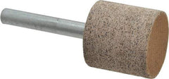 Cratex - 1" Head Diam x 1" Thickness, W220, Cylinder End, Aluminum Oxide Mounted Point - Very Coarse Grade, 36 Grit, 15,750 RPM - Industrial Tool & Supply