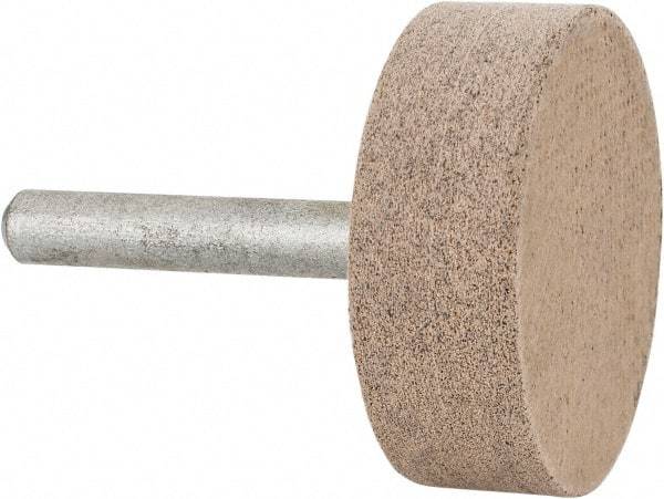 Cratex - 1-1/2" Head Diam x 1/2" Thickness, W236, Cylinder End, Aluminum Oxide Mounted Point - Medium Grade, 80 Grit, 21,750 RPM - Industrial Tool & Supply