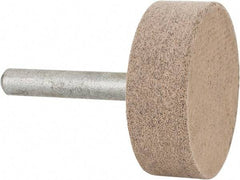 Cratex - 1-1/2" Head Diam x 1/2" Thickness, W236, Cylinder End, Aluminum Oxide Mounted Point - Medium Grade, 80 Grit, 21,750 RPM - Industrial Tool & Supply