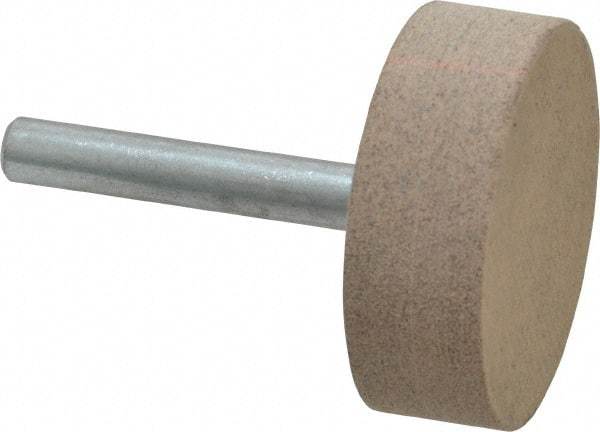 Cratex - 1-1/2" Head Diam x 1/2" Thickness, W236, Cylinder End, Aluminum Oxide Mounted Point - Medium Grade, 80 Grit, 21,750 RPM - Industrial Tool & Supply