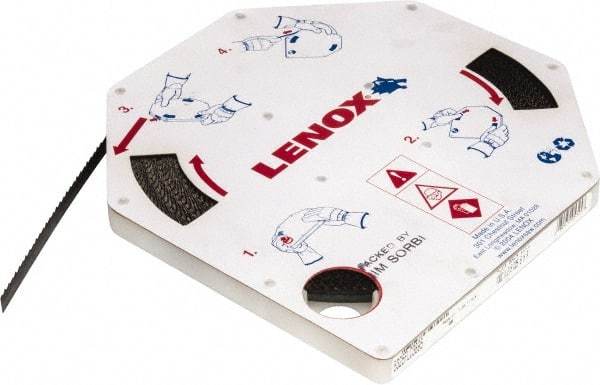 Lenox - 3/8" x 100' x 0.025" Carbon Steel Band Saw Blade Coil Stock - 6 TPI, Toothed Edge, Hook Form, Raker Set, Flexible Back, Constant Pitch, Contour Cutting - Industrial Tool & Supply
