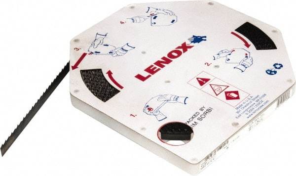 Lenox - 1/2" x 100' x 0.025" Carbon Steel Band Saw Blade Coil Stock - 4 TPI, Toothed Edge, Hook Form, Raker Set, Flexible Back, Constant Pitch, Contour Cutting - Industrial Tool & Supply