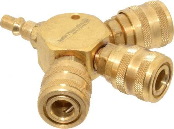 Value Collection - 1/4" Inlet, 1/4" Outlet Manifold - 4-1/2" Long x 0.88" Wide x 4-5/8" High, 1 Inlet Port, 3 Outlet Ports - Industrial Tool & Supply