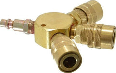 Value Collection - 1/4" Inlet, 1/4" Outlet Manifold - 4-1/2" Long x 0.88" Wide x 4-5/8" High, 1 Inlet Port, 3 Outlet Ports - Industrial Tool & Supply