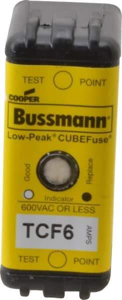 Cooper Bussmann - 300 VDC, 600 VAC, 6 Amp, Time Delay General Purpose Fuse - Plug-in Mount, 2-7/64" OAL, 100 at DC, 200 (CSA RMS), 300 (UL RMS) kA Rating - Industrial Tool & Supply