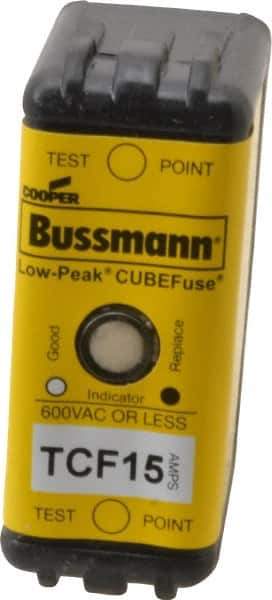 Cooper Bussmann - 300 VDC, 600 VAC, 15 Amp, Time Delay General Purpose Fuse - Plug-in Mount, 1-7/8" OAL, 100 at DC, 200 (CSA RMS), 300 (UL RMS) kA Rating - Industrial Tool & Supply
