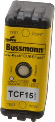 Cooper Bussmann - 300 VDC, 600 VAC, 15 Amp, Time Delay General Purpose Fuse - Plug-in Mount, 1-7/8" OAL, 100 at DC, 200 (CSA RMS), 300 (UL RMS) kA Rating - Industrial Tool & Supply