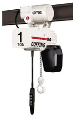 Coffing - 1/2 Ton Capacity, 16 FPM Lift Speed, 230/460 Volt, Hoist with Motorized Trolley - 0.5 Output hp, 20' Max Lift, 17-15/16" Min Headroom, 1 Chain - Industrial Tool & Supply