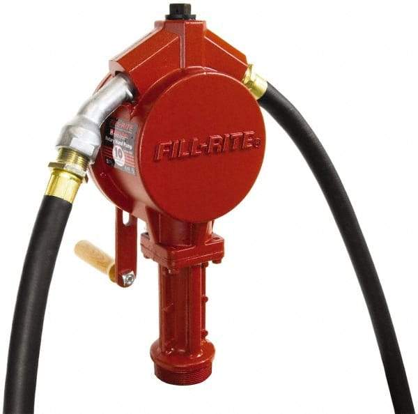 Tuthill - 3/4" Outlet, Cast Aluminum Hand Operated Rotary Pump - 12.8 oz per Stroke, 24" OAL, For Gasoline, Diesel Fuel, Lightweight Oil & Kerosene - Industrial Tool & Supply