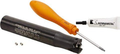 Kennametal - 1" Cut Diam, 0.059" Max Depth, 1" Shank Diam, Cylindrical Shank Indexable High-Feed Helical End Mill - Screw Holding Method, WOEJ090512.. Insert, KF2X Toolholder, Through Coolant - Industrial Tool & Supply
