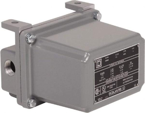 Square D - 4 NEMA Rated, DPST-DB, Float Switch Pressure and Level Switch - 575 VAC, Line-Load-Load-Line Terminal - Industrial Tool & Supply