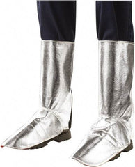 Steiner - Men's 9 Aluminized Spats - 15" High, Plain Toe, Aluminized Kevlar Upper, Silver - Industrial Tool & Supply