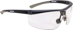 North - Clear Lenses, Framed Safety Glasses - Anti-Fog, Blue/Gray Frame, Adjustable Temples, Size Universal, Wrap Around - Industrial Tool & Supply