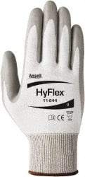 Ansell - Size XS (6), ANSI Cut Lvl 2, Puncture Lvl 4, Abrasion Lvl 4, Polyurethane Coated HPPE Fiber Cut Resistant Gloves - 9" Long, Palm Coated, Knit Wrist, Gray/White, Paired - Industrial Tool & Supply