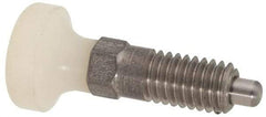 Vlier - M6x1.0, 13mm Thread Length, 0.118" Max Plunger Diam, 0.11 Lb Init to 0.34 Lb Final End Force, Knob Handle Plunger - Delrin Knob, 0.63" Body Length, 1/2" Length Under Head/Shoulder, 0.118" Plunger Projection - Industrial Tool & Supply
