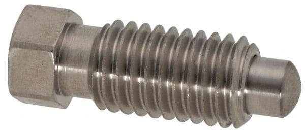 Vlier - M10x1.5, 20mm Thread Length, 0.236" Max Plunger Diam, 0.22 Lb Init to 2.02 Lb Final End Force, Knob Handle Plunger - Delrin Knob, 0.98" Body Length, 0.79" Length Under Head/Shoulder, 0.196" Plunger Projection - Industrial Tool & Supply