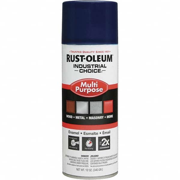 Enamel Spray Paint: Regal Blue, Gloss, 12 oz Indoor & Outdoor, Use on Metal, Wood, Concrete & Masonry, 50 to 100 ° F
