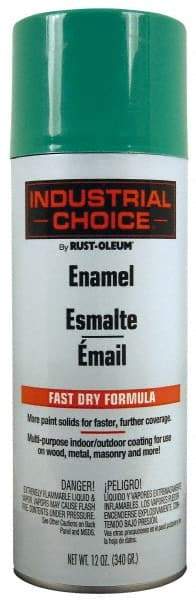 Rust-Oleum - Safety Green, Enamel Spray Paint - 8 to 12 Sq Ft per Can, 12 oz Container - Industrial Tool & Supply